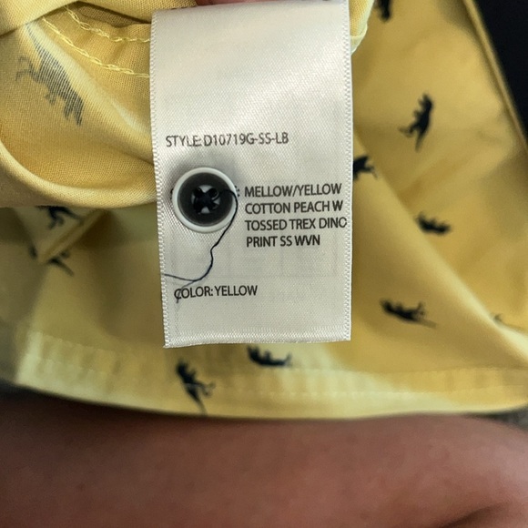 Craft & Flow NWT Short Sleeve Button Up  Size 5T.  Blue and yellow w/dinosaurs - Picture 6 of 6